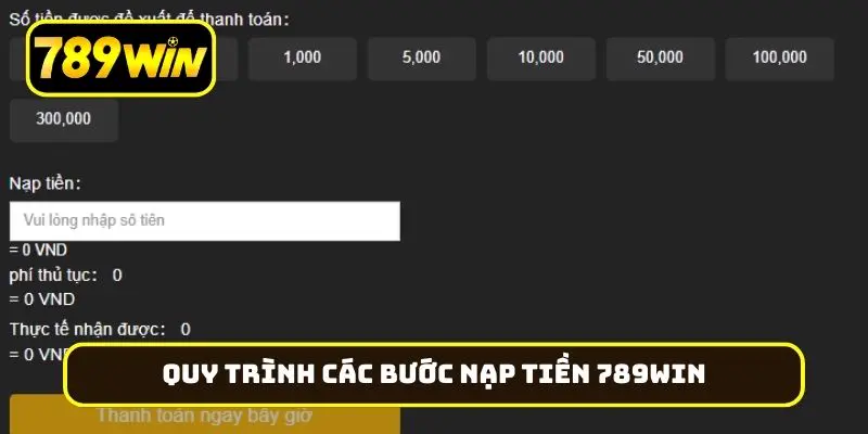 Quy trình các bước nạp tiền 789Win
